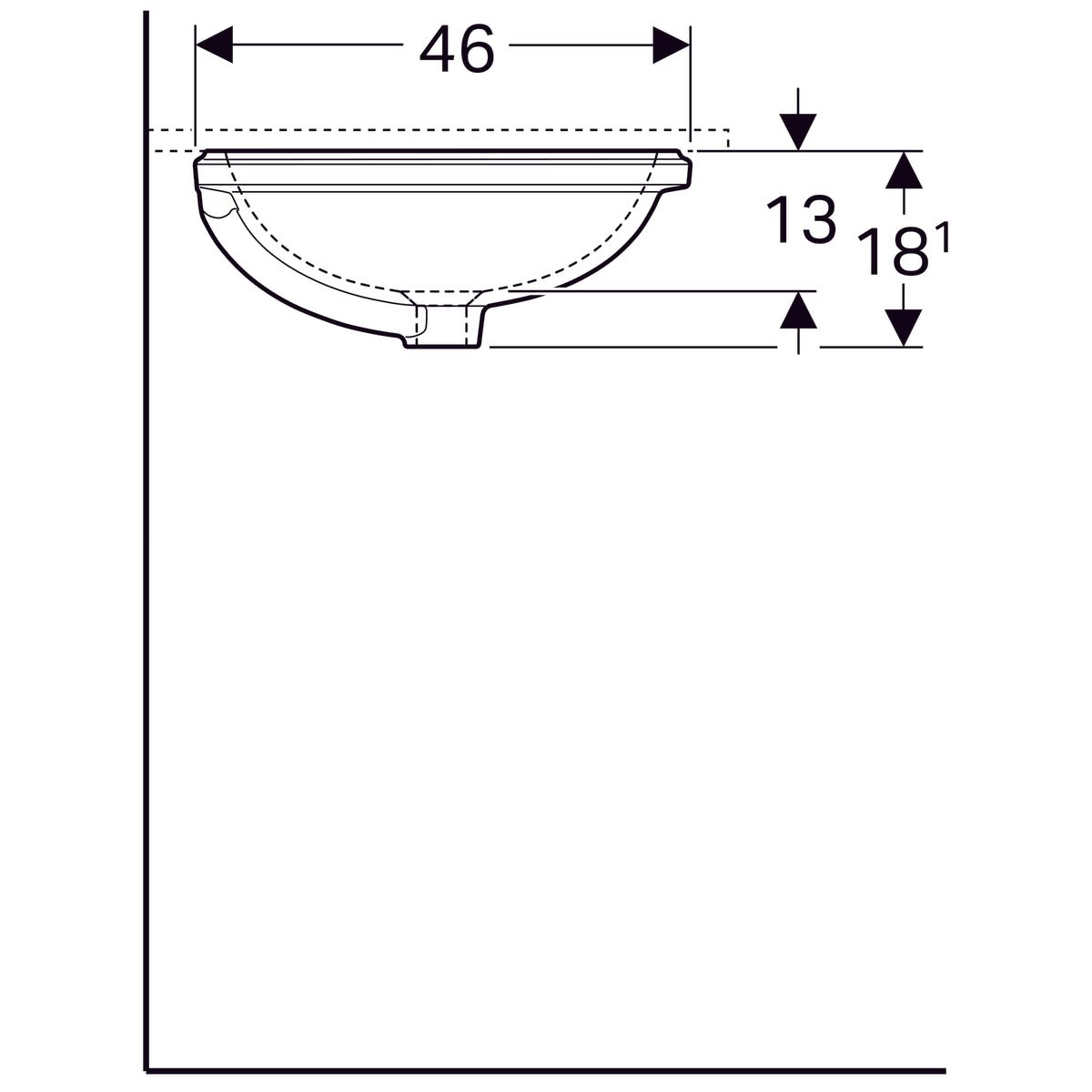 Pesuallas Geberit Variform 560x460x180 mm Tason Alle Ilman ylivuotoa - KarelianStore