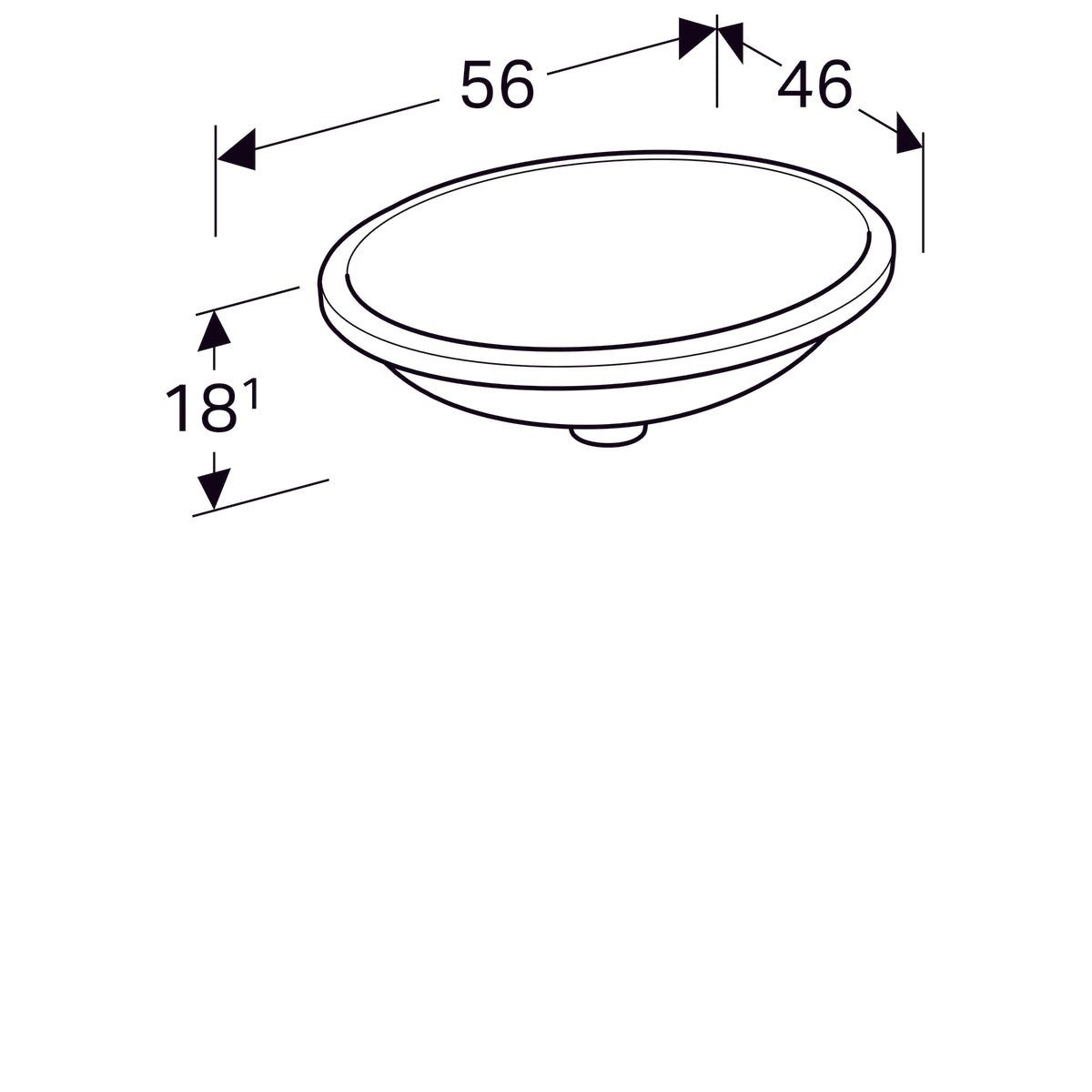 Pesuallas Geberit Variform 560x460x180 mm Tason Alle Ilman ylivuotoa - KarelianStore