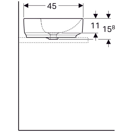 Pesuallas Geberit Variform 600x450x158 mm Hanareiällä ja Ilman ylivuotoa - KarelianStore