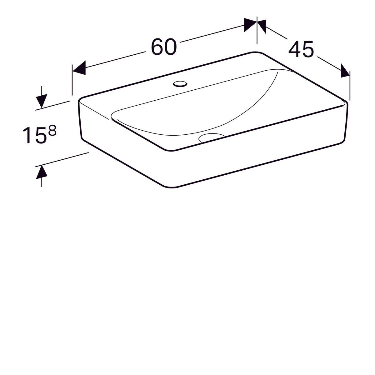 Pesuallas Geberit Variform 600x450x158 mm Hanareiällä ja Ilman ylivuotoa - KarelianStore