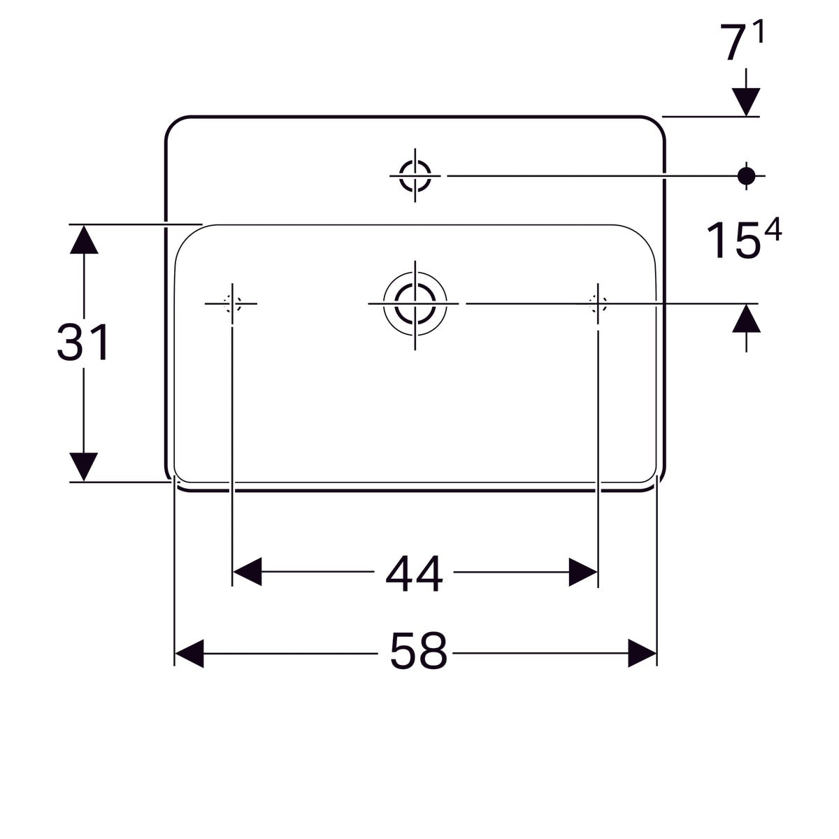 Pesuallas Geberit Variform 600x450x158 mm Hanareiällä ja Ilman ylivuotoa - KarelianStore