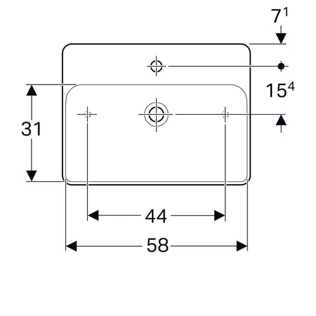 Pesuallas Geberit Variform 600x450x158 mm Hanareiällä ja Ilman ylivuotoa - KarelianStore