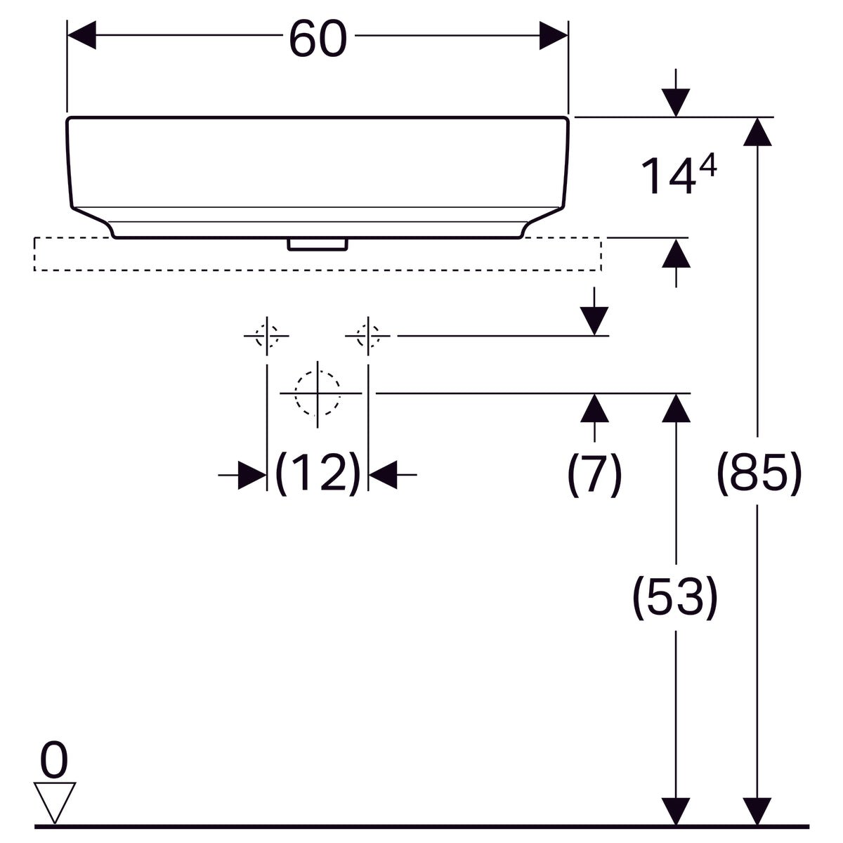 Pesuallas Geberit Variform 600x450x158 mm Ilman ylivuotoa - KarelianStore