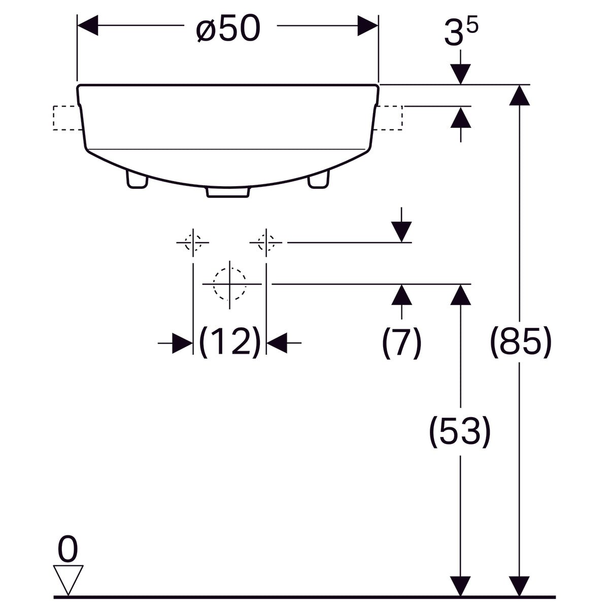 Pesuallas Geberit Variform Keratect 500x500x185 mm Kahdella Hanareiällä - KarelianStore