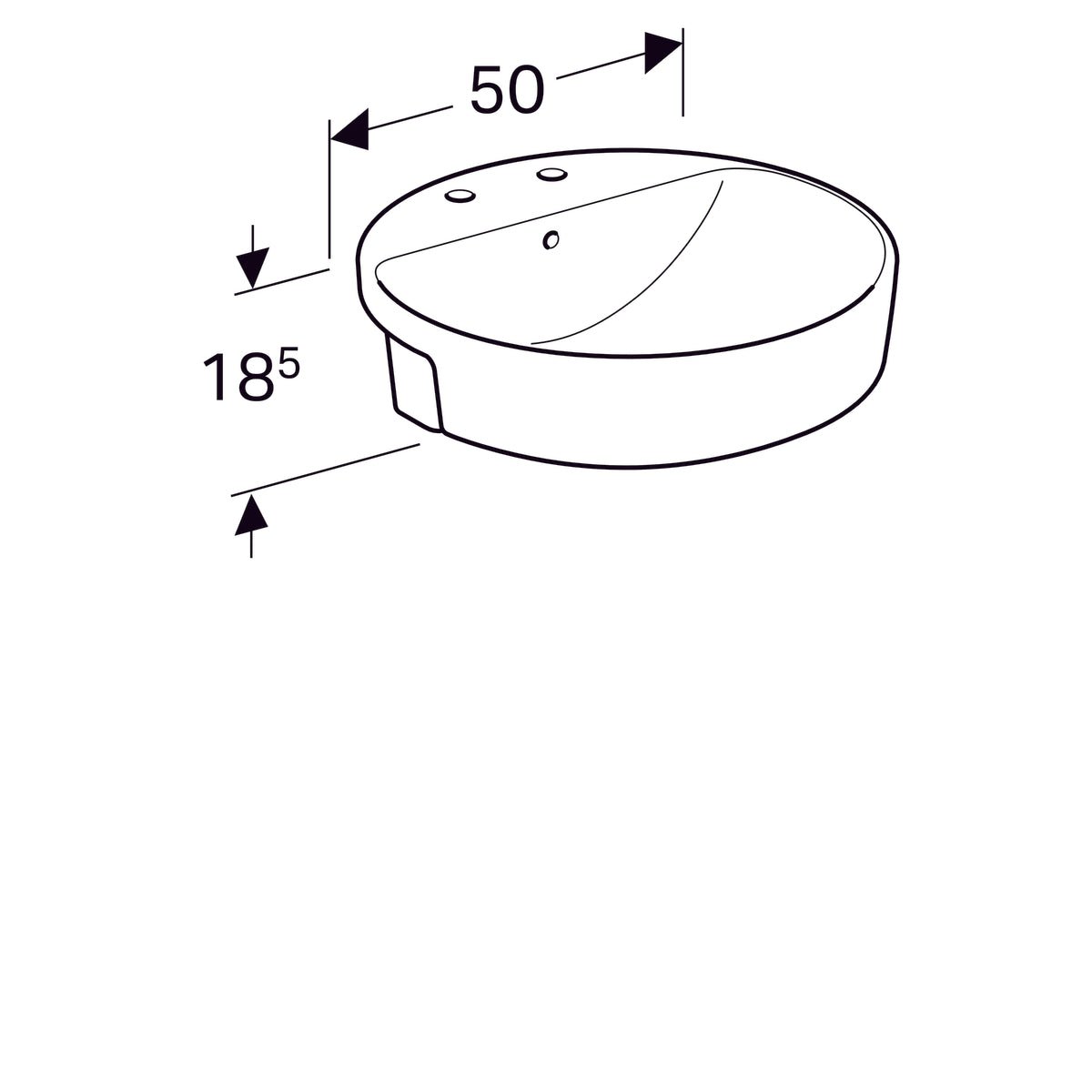 Pesuallas Geberit Variform Keratect 500x500x185 mm Kahdella Hanareiällä - KarelianStore