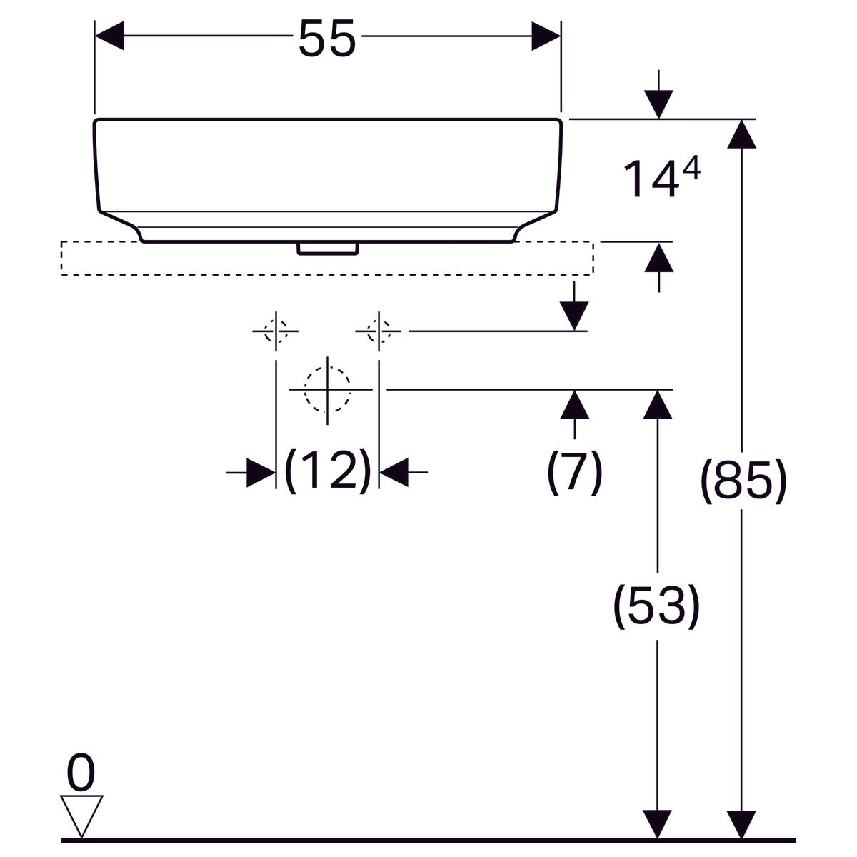 Pesuallas Geberit Variform Keratect 550x400x158 mm Ilman ylivuotoa ja Hanareikää - KarelianStore
