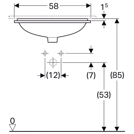 Pesuallas Geberit Variform Keratect 580x490x178 mm Tason Alle Ilman ylivuotoa - KarelianStore