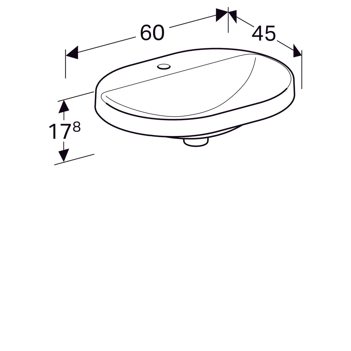 Pesuallas Geberit Variform Keratect 600x450x178 mm Ilman ylivuotoa - KarelianStore