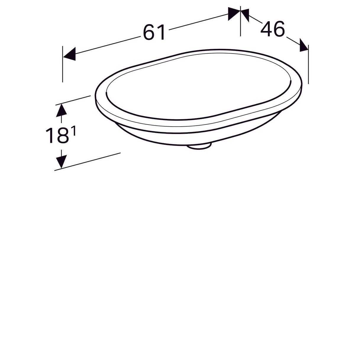 Pesuallas Geberit Variform Keratect 625x490x180 mm Tason Alle Ilman Ylivuotoa - KarelianStore