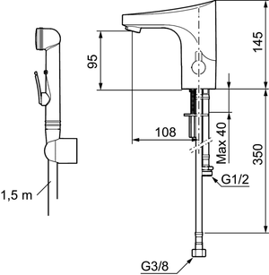 Pesuallashana FM Mattsson Tronic 1647 - 0000 9000E Paristokäyttöinen Bidee - suihkulla - KarelianStore