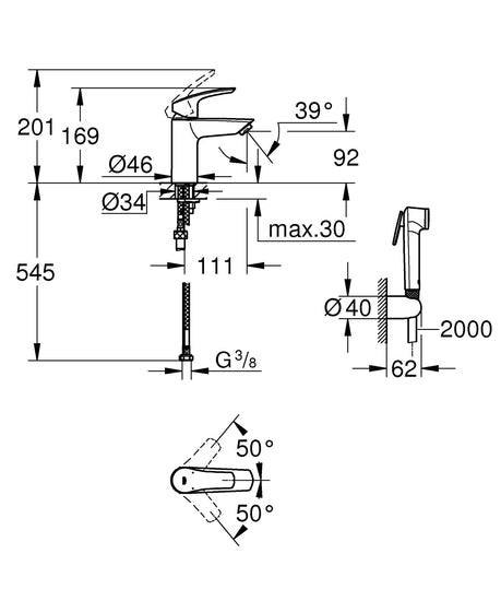 Pesuallashana Grohe Eurosmart 231242433 Bideesuihkulla - KarelianStore