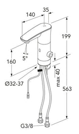 Pesuallashana Gustavsberg Sensoric Musta 160mm Korotuspalalla - KarelianStore