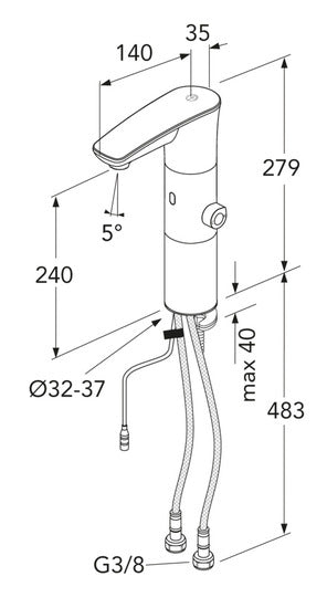 Pesuallashana Gustavsberg Sensoric Musta 240mm Korotuspalalla - KarelianStore
