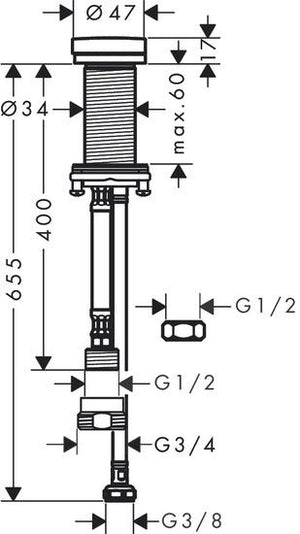 Pesukoneventtiili Hansgrohe 72841800 Tasoon RST - KarelianStore