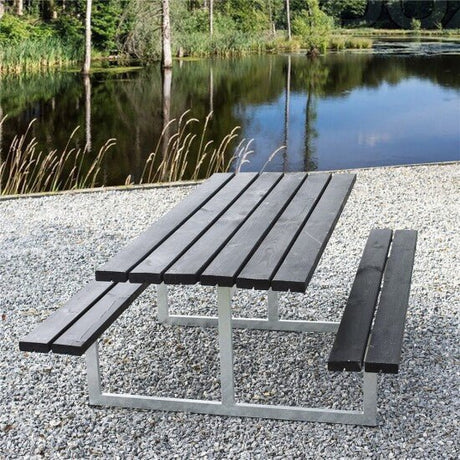 Picnic - pöytäsetti "FRIGG", mustaksi petsattu puu ja galvanoitu runko, 175 x 140 cm HORTUS - KarelianStore