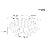 Picnic - pöytäsetti kahdeksalle, antrasiitti non - wood ja galvanoitu runko - KarelianStore