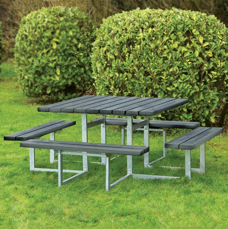 Picnic - pöytäsetti kahdeksalle, antrasiitti non - wood ja galvanoitu runko - KarelianStore