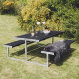 Picnic - pöytäsetti "LOKE", mustaksi petsattu puu ja galvanoitu runko, 180 x 185 cm HORTUS - KarelianStore