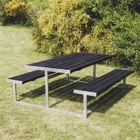 Picnic - pöytäsetti "LOKE", mustaksi petsattu puu ja galvanoitu runko, 180 x 185 cm HORTUS - KarelianStore