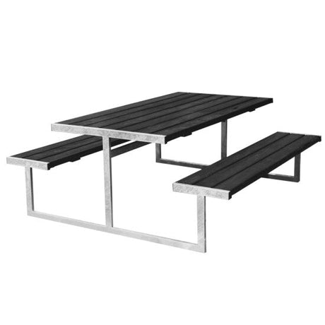 Picnic - pöytäsetti "LOKE", mustaksi petsattu puu ja galvanoitu runko, 180 x 185 cm HORTUS - KarelianStore