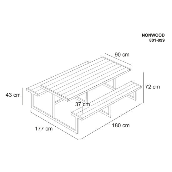 Picnic - pöytäsetti "NJORD", antrasiitti non - wood ja galvanoitu runko - KarelianStore