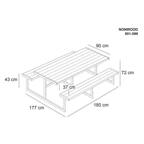 Picnic - pöytäsetti "NJORD", antrasiitti non - wood ja galvanoitu runko - KarelianStore