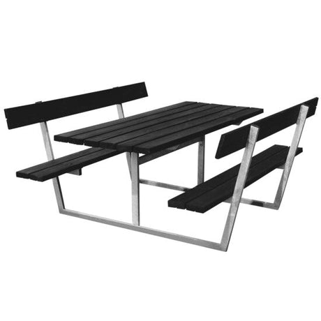 Picnic - pöytäsetti "SIF", mustaksi petsattu puu ja galvanoitu runko, 180 x 185 cm HORTUS - KarelianStore