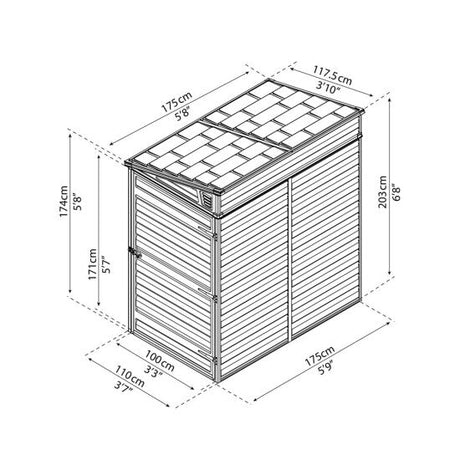 Pihavaja SKYLIGHT PENT 2,1 m2 keskiyön harmaa Palram - Canopia - KarelianStore