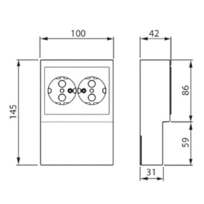 Pistorasia ABB Impressivo 2 - osainen 16A IP21 PPJ HL Lista Alumiini - KarelianStore