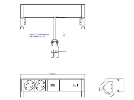 Pistorasia Bachmann 2 - osainen + USB 60W - KarelianStore