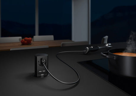Pistorasia Bachmann Elevator Pop - up 1 - osainen + 2xUSB 3.1A Mattamusta - KarelianStore