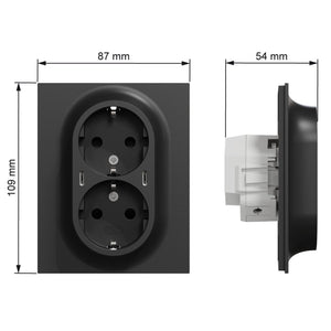 Pistorasia ELKO One 2 - PR PL IP20 2xUSB - C PD 25W Musta - KarelianStore