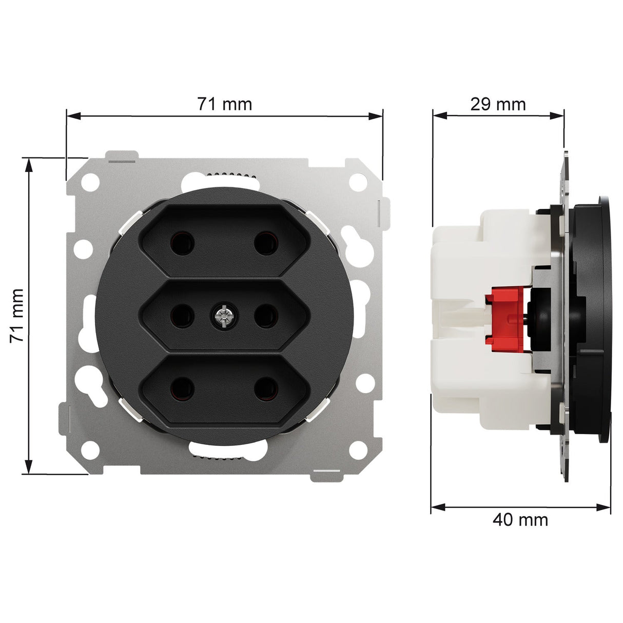Pistorasia ELKO One 3E 2.5A IP21 UKR Musta - KarelianStore