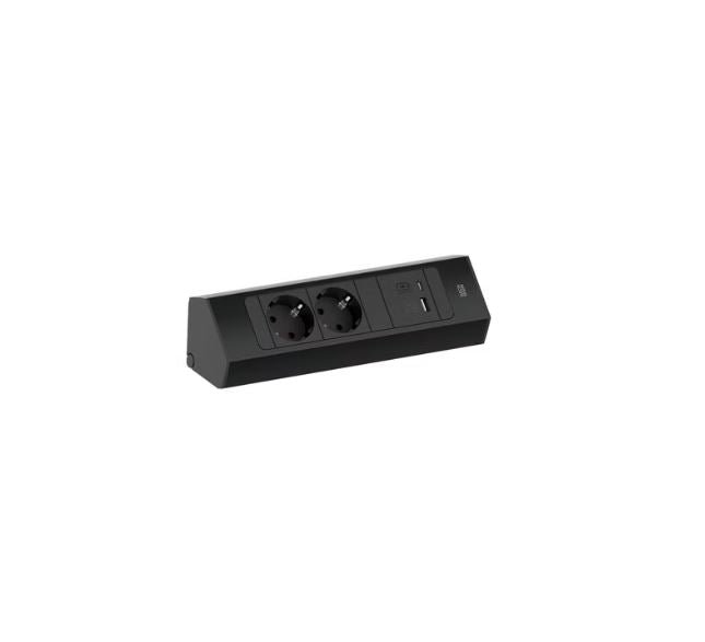 Pistorasiapaneeli Bachmann Casia 2 2xPR + USB A - C Latauksella Musta - KarelianStore