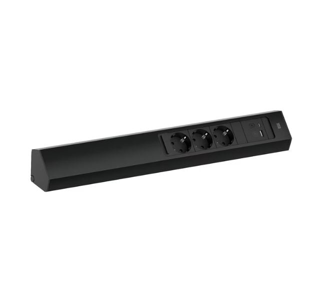 Pistorasiapaneeli Bachmann Casia 2 3xPR + USB A - C Latauksella Musta - KarelianStore