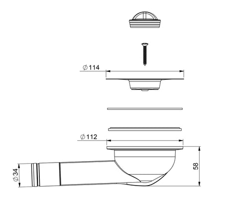 Pohjaventtiili Prevex 13935 114mm sihti 70mm Tulppa - KarelianStore
