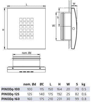 Poistoilmaventtiili Climecon PINODQ 125 - KarelianStore