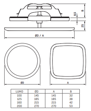 Poistoilmaventtiili FläktGroup LUMO-S-100-C Kantikas - KarelianStore