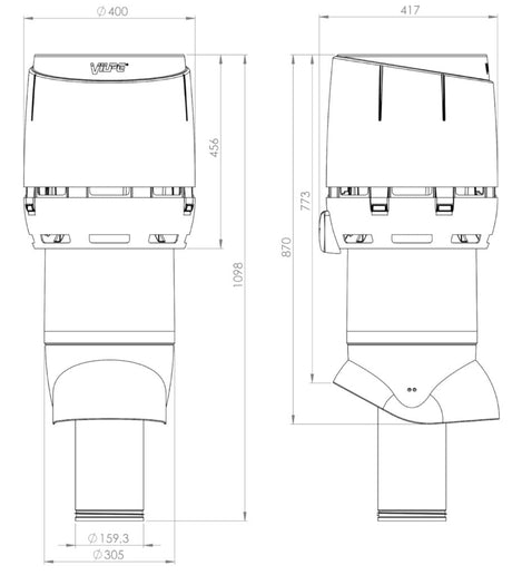 Poistoputki Vilpe Flow 160P/IS/700 XL Vaaleanharmaa - KarelianStore