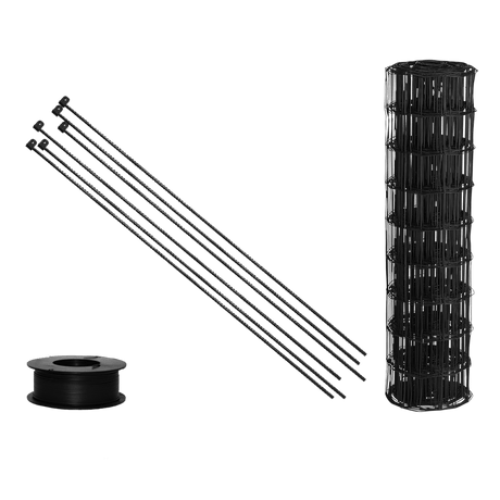 Puutarha - aita, paketti: 90 cm, 10 x 10 - 50 metriä, harjaterästolpilla, musta - KarelianStore