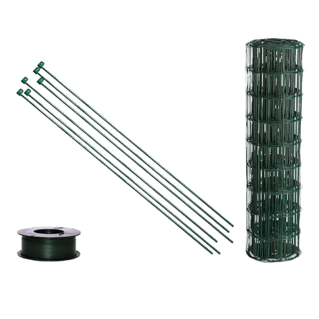 Puutarha - aita, paketti: 90 cm, 10 x 10 - 75 metriä, harjaterästolpilla, vihreä - KarelianStore