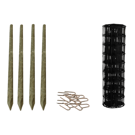 Puutarha - aita, paketti: 90 cm, 5 x 10 - 50 metriä, puutolpilla, musta - KarelianStore