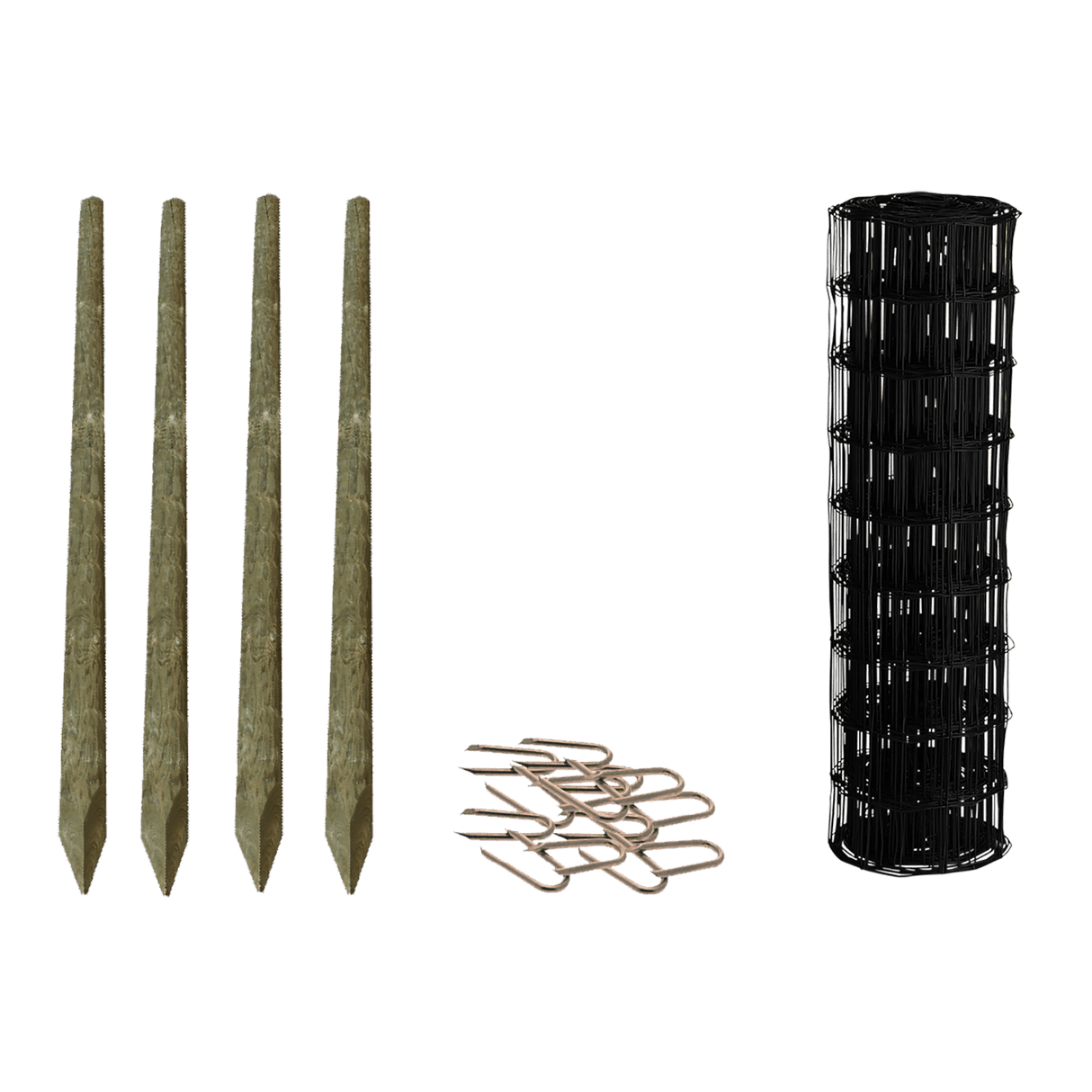 Puutarha - aita, paketti: 90 cm, 5 x 10 - 75 metriä, puutolpilla, musta - KarelianStore