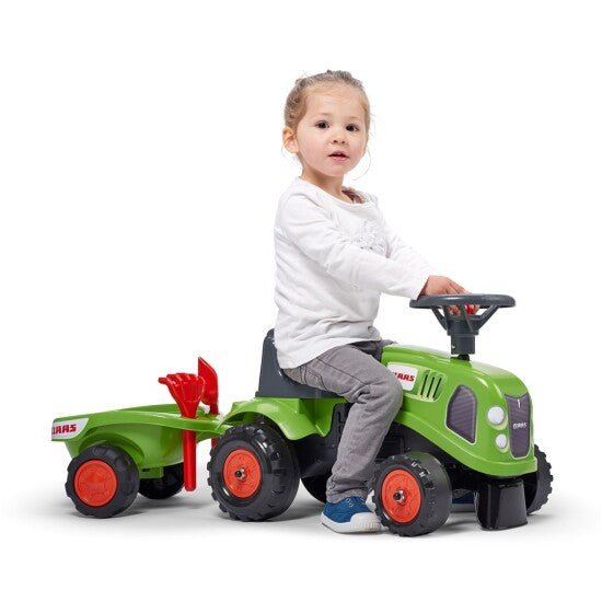 Ride - on traktori peräkärryllä, haravalla ja lapiolla baby Claas FALK - KarelianStore