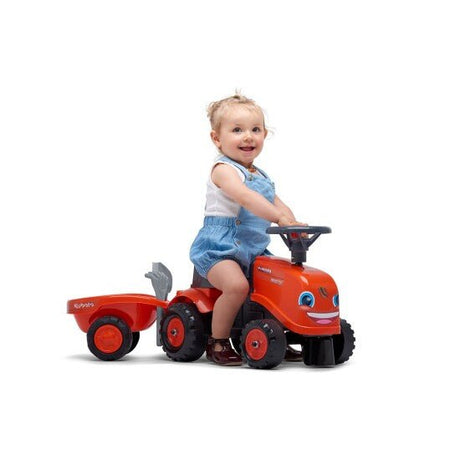 Ride - on traktori peräkärryllä, haravalla ja lapiolla baby Kubota FALK - KarelianStore