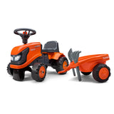 Ride - on traktori peräkärryllä, haravalla ja lapiolla baby Kubota FALK - KarelianStore