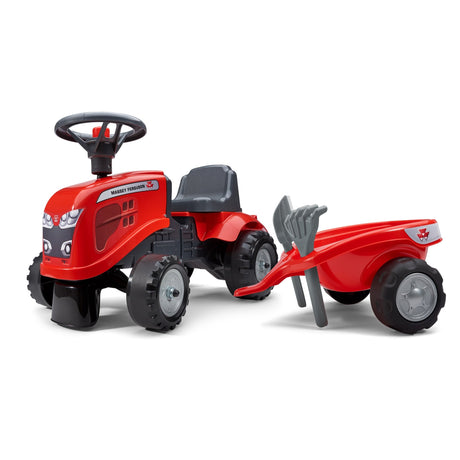 Ride - on traktori peräkärryllä, haravalla ja lapiolla baby Massey Ferguson FALK - KarelianStore