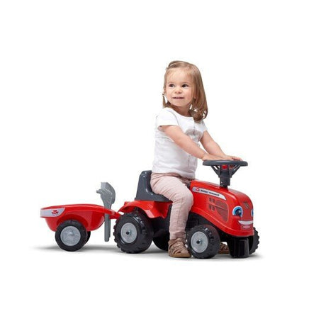 Ride - on traktori peräkärryllä, haravalla ja lapiolla baby Massey Ferguson FALK - KarelianStore