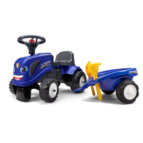 Ride - on traktori peräkärryllä, haravalla ja lapiolla baby New Holland FALK - KarelianStore