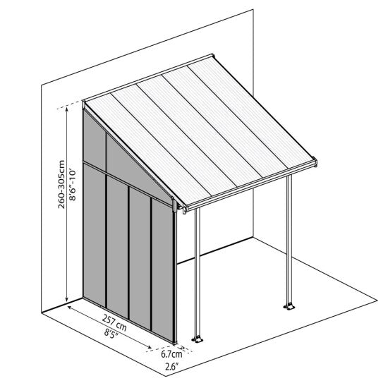 Sivuseinä Feria 3, valkoinen Palram - Canopia - KarelianStore